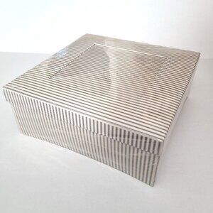 Hearth & Hand Magnolia Gift Boxes with Window 2 Pc Set Navy White Striped NEW